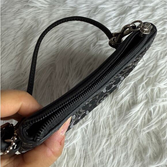 COACH Black Silver Signature Canvas Wristlet - Picture 4 of 6